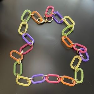 Colorful plastic or acrylic link belt w/ gold link connectors